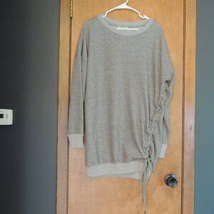 Express One Eleven Gray Lace-Up Side Sweatshirt Tunic Size M